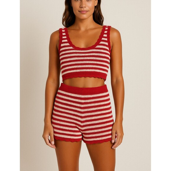 Australian brand aralina Beach cover up set Red white Women Size M - Picture 1 of 5